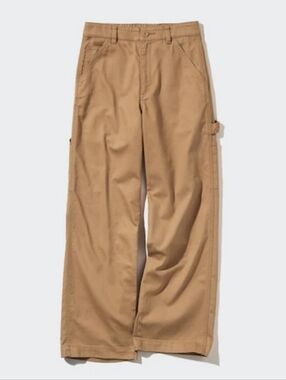 NWT Uniqlo Brown Tan Cargo Painter Pants Cotton Straight Leg Size Medium